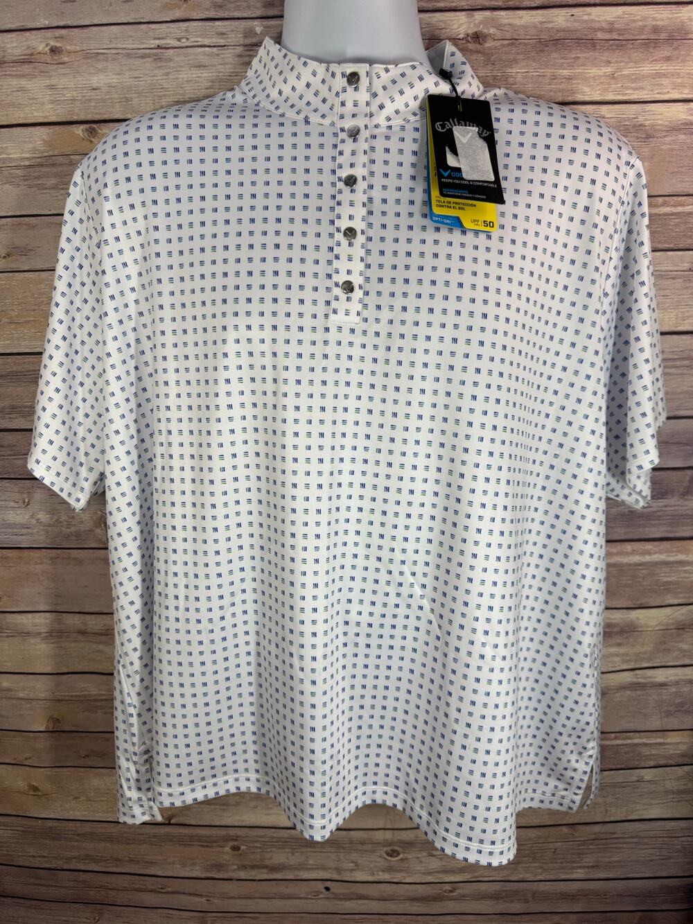 Women's Callaway Golf Polo White With Blue Dashes Size 3X NEW